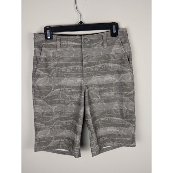 Huk Other - Huk Performance Fishing Shorts Men's 28 Gray Graphic Fish Print Hybrid Board
